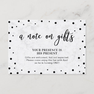 Carte d'insertion moderne Balck Confetti & Marble