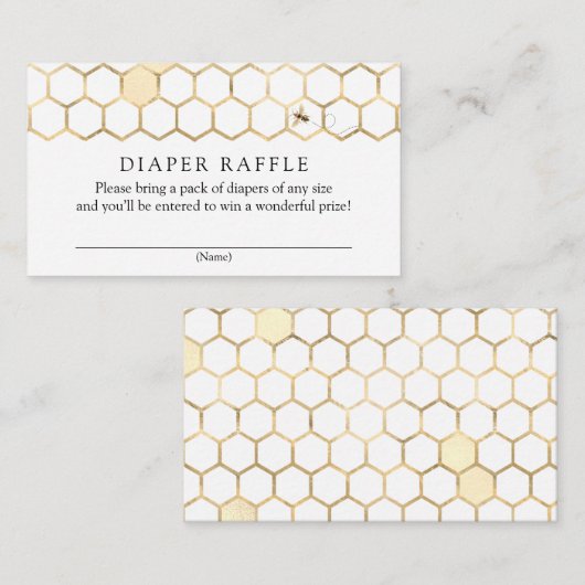 Carte d'insertion moderne Golden Bee Diaper Raffle (Devant / Derrière)