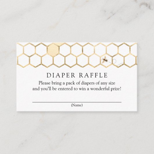 Carte d'insertion moderne Golden Bee Diaper Raffle (Devant)