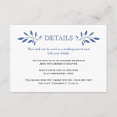 Carte d'insertion motif Indigo blue feuille mariag (Devant)