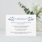 Carte d'insertion motif Indigo blue feuille mariag (Debout devant)
