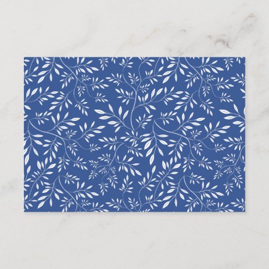 Carte d'insertion motif Indigo blue feuille mariag (Dos)
