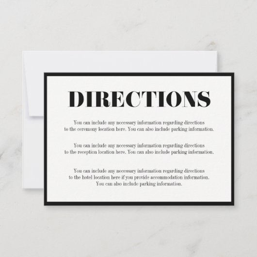 Carte d'insertion Mr et Mrs Modern Bold Directions (Devant)