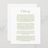 Carte d'insertion nécrologique (Devant / Derrière)