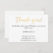 Carte d'insertion Or Merci Coupon pour petites ent (Devant / Derrière)