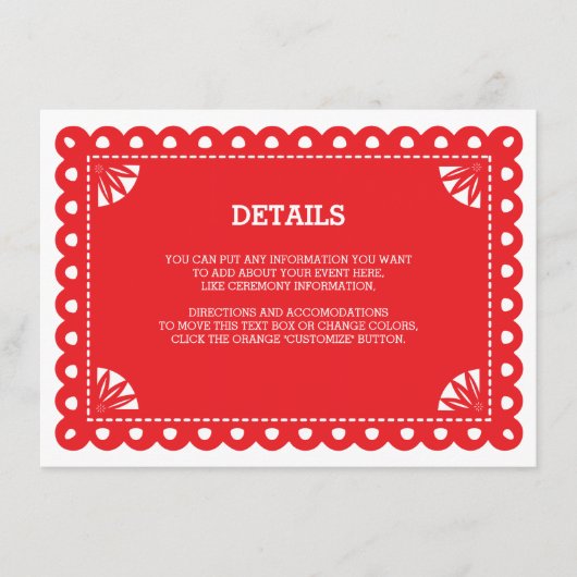 Carte d'insertion Papel Picado - Orange (Devant)