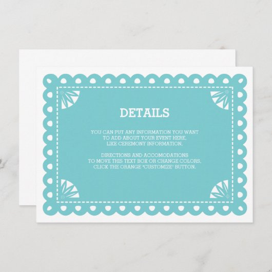 Carte d'insertion Papier Picado - Bleu (Devant / Derrière)