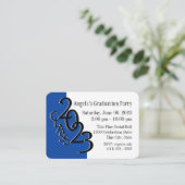 Carte d'insertion photo bleue de la fête de gradua (Debout devant)