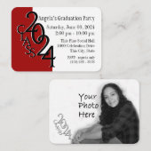 Carte d'insertion photo rouge de la fête de gradua (Devant / Derrière)