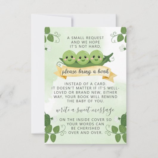 Carte d'insertion pour demande de livres Three Pea (Devant)