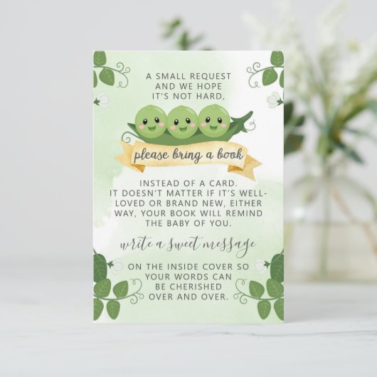 Carte d'insertion pour demande de livres Three Pea (Debout devant)