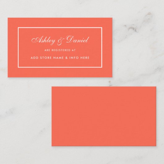 Carte d'insertion pour Mariage de corail moderne é (Devant / Derrière)