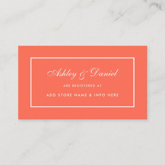 Carte d'insertion pour Mariage de corail moderne é (Devant)