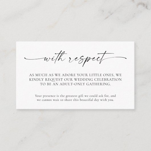 Carte d'insertion pour mariage réservé aux adultes (Devant)