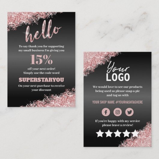 Carte d'insertion professionnelle Black Rose Gold  (Devant / Derrière)