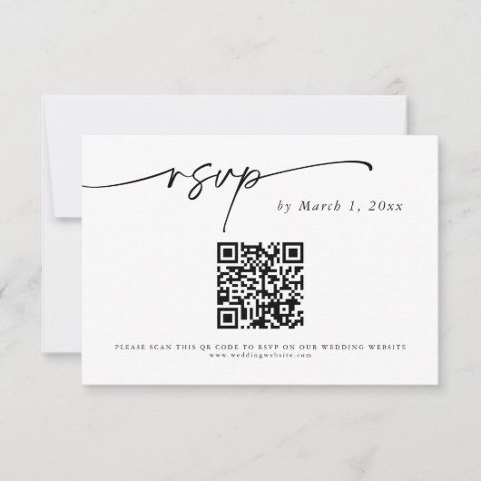 Carte d'insertion RSVP de code QR simple et élégan (Devant)