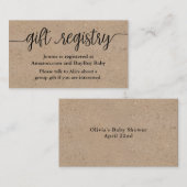 Carte d'insertion Rustique Script Cadeau Registre (Devant / Derrière)