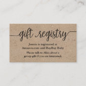Carte d'insertion Rustique Script Cadeau Registre (Devant)