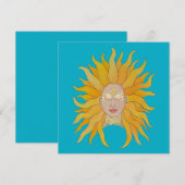 Carte d'inspiration Boho turquoise jaune or (Devant / Derrière)