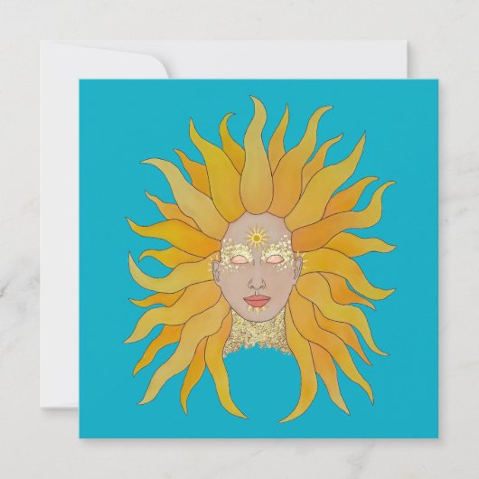 Carte d'inspiration Boho turquoise jaune or (Devant)