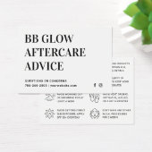 Carte d'instruction de post-soins faciale BB Glow (Bureau)