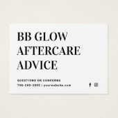 Carte d'instruction de post-soins faciale BB Glow (Devant)