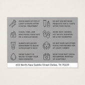 Carte d'instruction de postsoins faciaux gris Prem (Dos)
