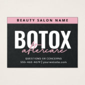 Carte d'instruction de soins après Botox Noir Prem (Devant)