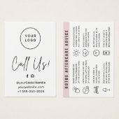 Carte d'instruction de soins après injection de lo (Devant & derrière)