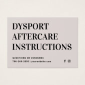 Carte d'instruction de suivi d'injection Dysport (Devant)