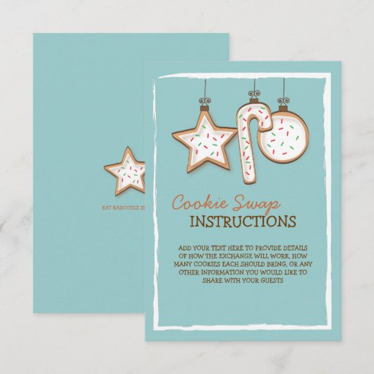 Carte d'instruction d'échange de biscuit de Noël (Devant / Derrière)
