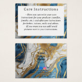 Carte d'instruction d'entretien en or bleu et marb (Devant & derrière)