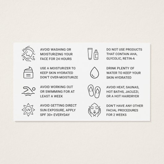 Carte d'instruction faciale rose BB (Dos)