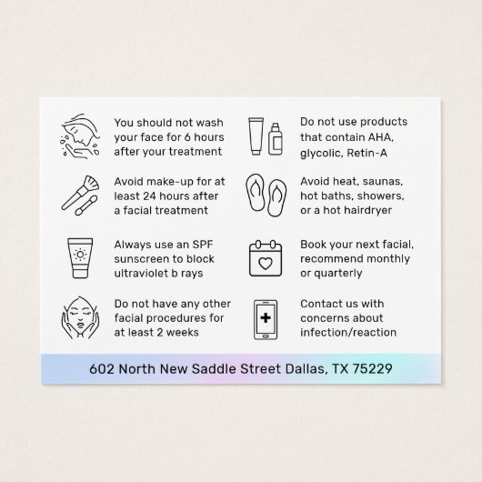 Carte d'instruction HydraFacial (Dos)