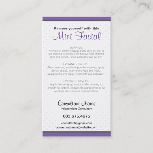 Carte d'instruction Mini-Faciale (Devant)