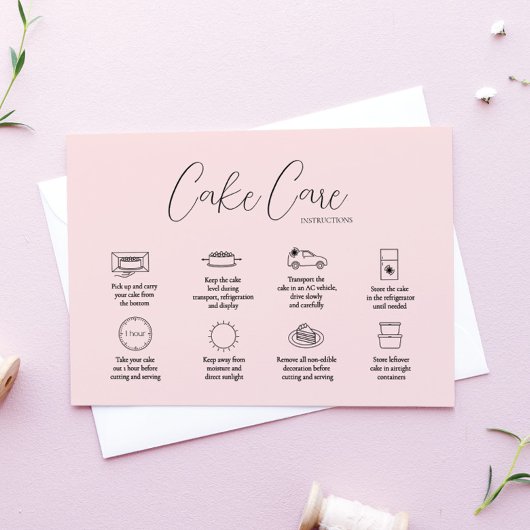 Carte d'instruction Pink Cake Care