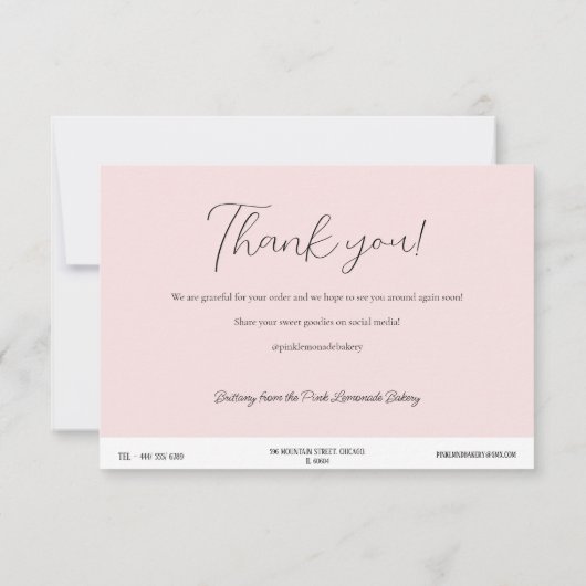 Carte d'instruction Pink Cake Care (Dos)