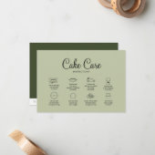 Carte d'instruction sur les soins au gâteau à la b (Devant/Arrière en situation)