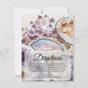 Carte d'instructions de mariage en cristal de géod