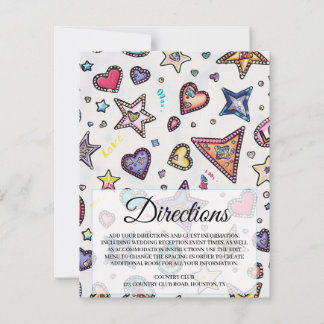 Carte d'instructions de mariage Love & Crystal
