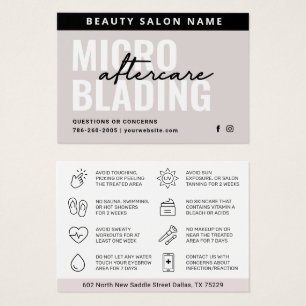 Carte d'instructions de soins après sourcils moder