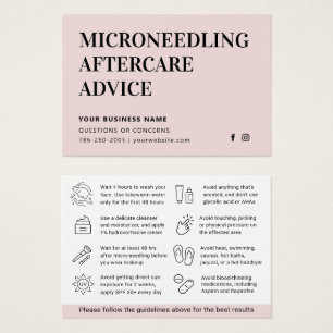 Carte d'instructions de suivi de microneedling de 