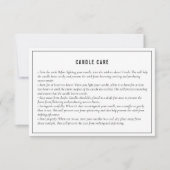 Carte d'instructions Neutral Black White Candle Ca (Devant)