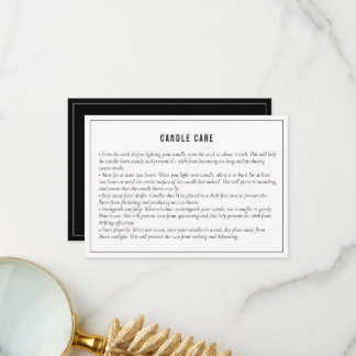 Carte d'instructions Neutral Black White Candle Ca