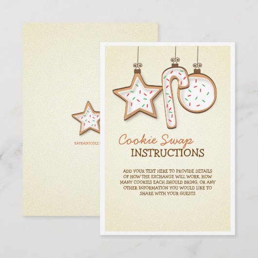 Carte d'instructions pour échange de biscuits de N (Devant / Derrière)