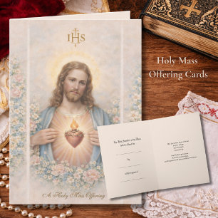 Carte d'intention de messe catholique du Sacré-Cœu