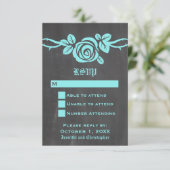 Carte d'intervention Aqua Rose Chalkboard (Debout devant)