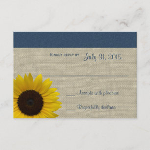 Carte d'intervention bleue Sunflower et Burlap Nav