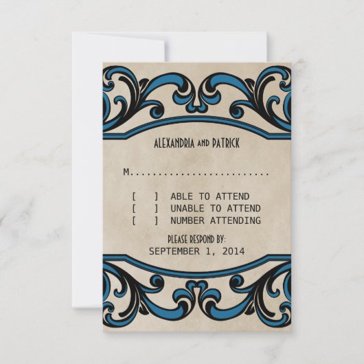 Carte d'intervention Blue Gothic Swirls (Devant)