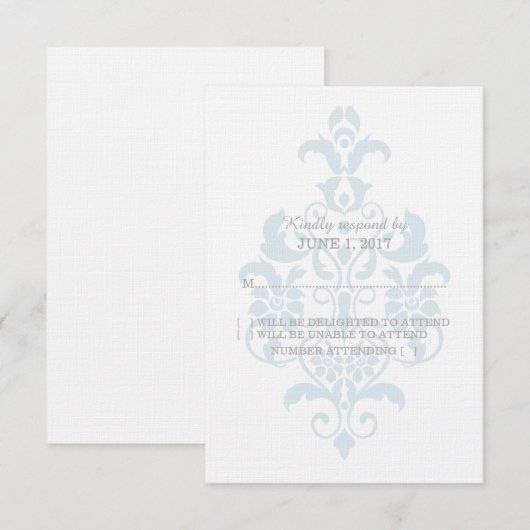 Carte d'intervention Blue Subtil Damask (Devant / Derrière)